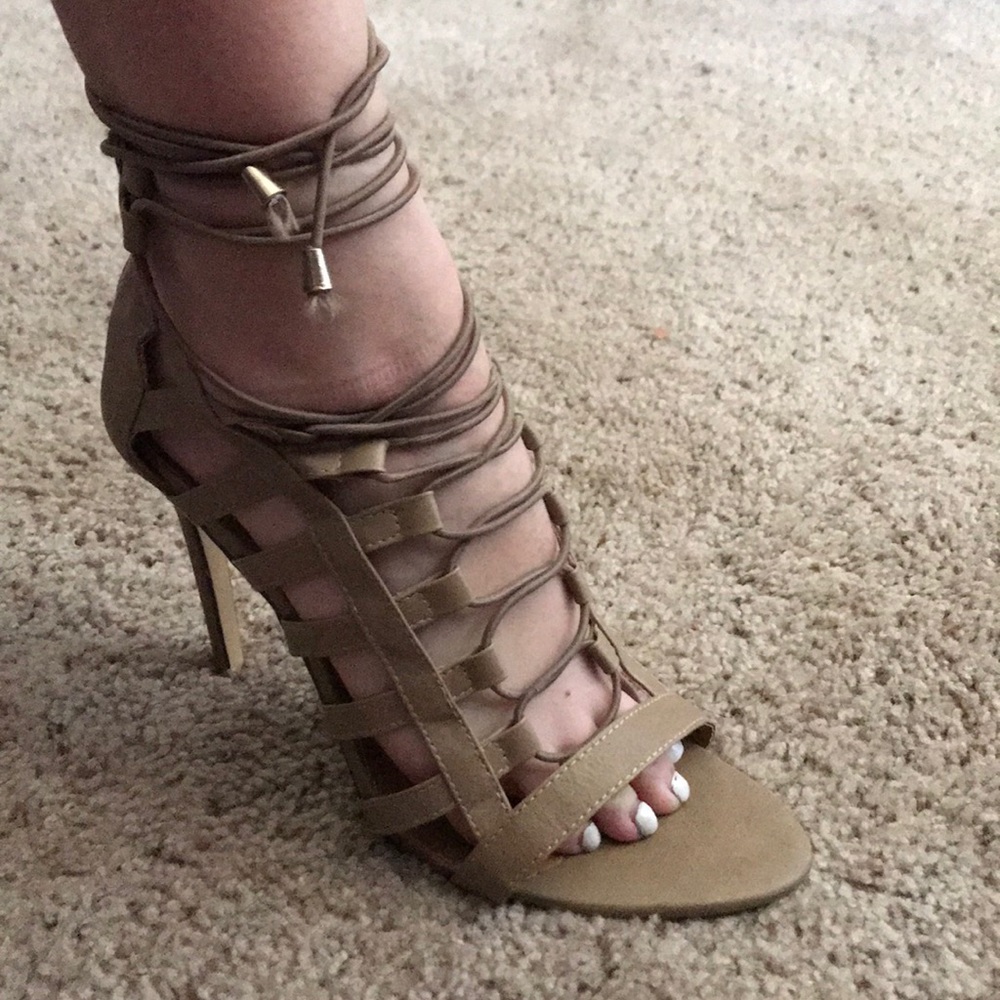 Strappy (up the ankle) high heels